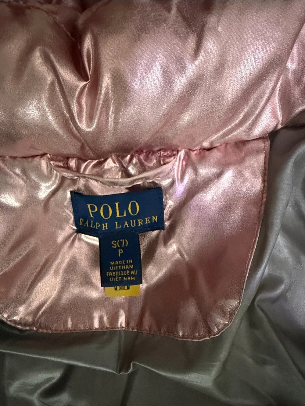 Polo by Ralph Lauren Girls' Shiny Rose Gold Puffer Coat with Hood